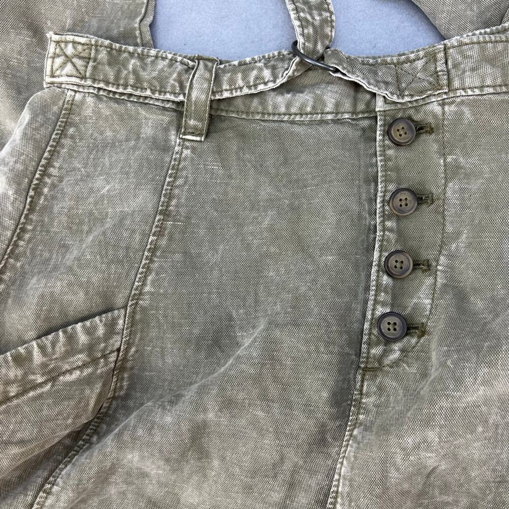 Free People Pants Women's Size 2 Tan Baggy Cargo Button Fly Slouchy Paper Bag - Picture 2 of 16